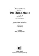 Die kleine Messe - Ausgabe A für Dreigesang 