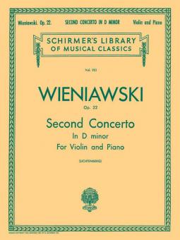 Second Concerto D Minor Op. 22 Violin Piano 