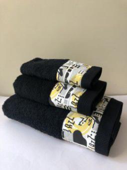 Handtuchset schwarz, 3 Handtücher, Jazz 