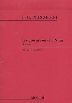 Tre (3) Giorni Son Che Nina Siciliana Voice/Piano 