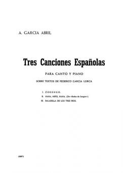 Tres canciones espanolas for Voice/Piano 