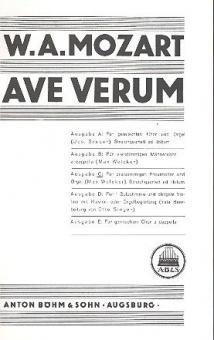 Ave Verum Corpus KV 618 (Ausgabe C) 