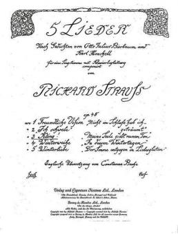 Five Songs to Poems by Otto Julius Bierbaum und Karl Henckell Op. 48/2 