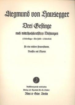 Drei Gesänge nach mittelhochdeutschen Dichtungen 