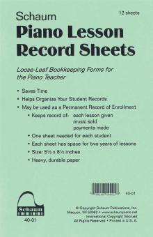 Piano Lesson Record Sheets 