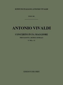 Concerto F Major Bassoon Strings Continuo RV486 Score Fviii#22 T268 