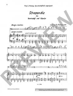 Rhapsodie op. 21 für Kontrabass und Klavier von Lajos Vasady-Balogh 