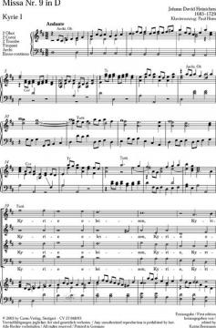 Missa Nr. 9 in D von Johann David Heinichen (Download) 