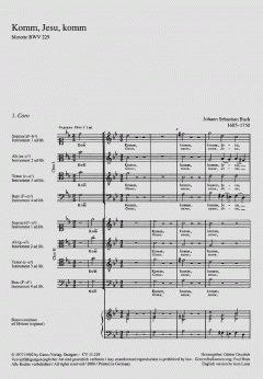 Komm, Jesu, komm BWV 229 von Johann Sebastian Bach (Download) 