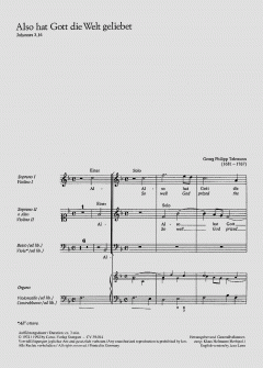 Also hat Gott die Welt geliebet TVWV1:82 (Georg Philipp Telemann) 