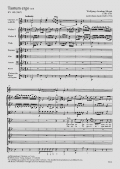 Tantum ergo in B-Dur KV142 von Wolfgang Amadeus Mozart (Download) 