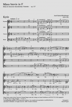 Missa brevis in F-Dur op. 117 von Josef Gabriel Rheinberger (Download) 