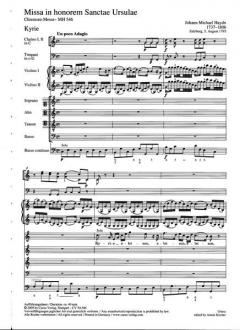 Missa in honorem Sanctae Ursulae MH 546 von Michael Haydn (Download) 