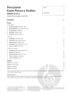 Percussion Exam Pieces & Studies, ABRSM Grade 3 