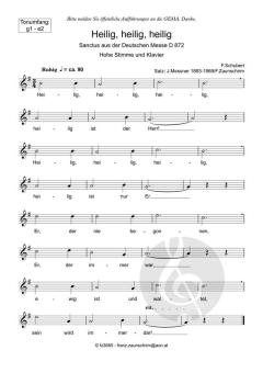 Zum Sanctus (Heilig, heilig) hoch von Franz Schubert (Download) 