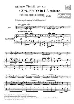 Concerto A Minor Oboe With Piano Reduction RV461 von Antonio Vivaldi im Alle Noten Shop kaufen