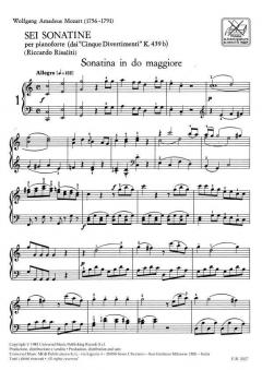 Sei Sonatine Piano Six 6 Sonatinas von Wolfgang Amadeus Mozart 