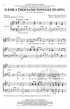 O For a Thousand Tongues to Sing von John A. Behnke (Download) 