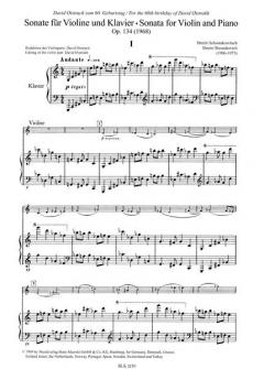 Sonata Op. 134 Violin Piano von Dmitri Schostakowitsch für Violine und Klavier im Alle Noten Shop kaufen