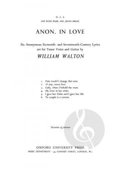 Anon. in Love von William Walton (Download) 