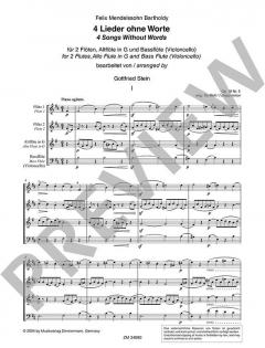 4 Lieder ohne Worte von Felix Mendelssohn Bartholdy für 2 Flöten, Altflöte in G, Bassflöte oder Violoncello im Alle Noten Shop kaufen
