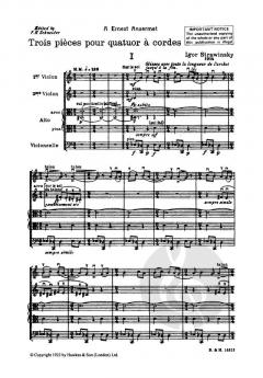 3 Stücke für Streichquartett von Igor Strawinsky im Alle Noten Shop kaufen - BH6500520