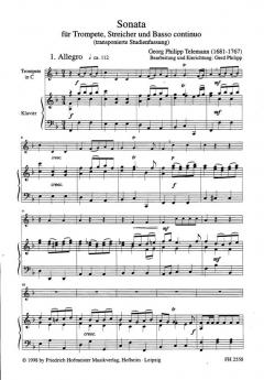 Sonata für Trompete, Streicher und B.c. von Georg Philipp Telemann im Alle Noten Shop kaufen