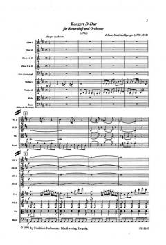 Konzert Nr. 15 D-Dur von Johann Matthias Sperger für Kontrabass und Orchester im Alle Noten Shop kaufen (Partitur)