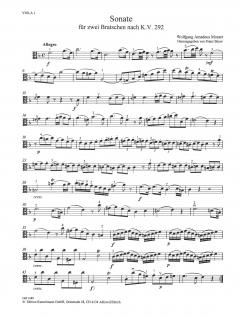 Sonate für 2 Violen von Wolfgang Amadeus Mozart 