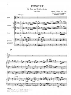 Concerto à cinque D-Dur op. 7/6 von Tomaso Albinoni für Oboe und Streichorchester im Alle Noten Shop kaufen