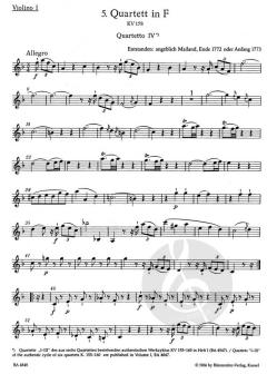 13 frühe Streichquartette Heft 2 von Wolfgang Amadeus Mozart (Download) 