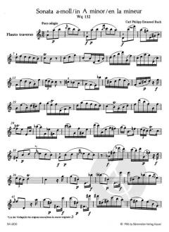 Sonate für Flöte solo a-Moll Wq 132 von Carl Philipp Emanuel Bach im Alle Noten Shop kaufen