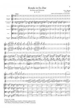 Rondo Es-Dur KV 371 für Horn und Orchester von Wolfgang Amadeus Mozart im Alle Noten Shop kaufen (Partitur)