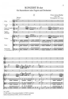 Konzert B-dur von Franz Anton Pfeiffer für Bassetthorn oder Fagott und Orchester im Alle Noten Shop kaufen (Partitur)