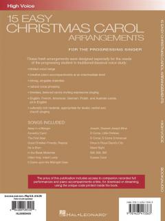 15 Easy Christmas Carol Arrangements High Voice 