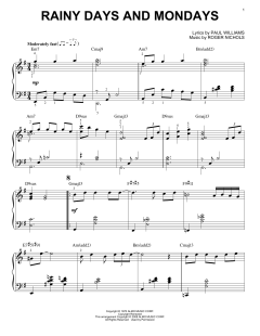 Rainy Days And Mondays [Jazz version] von Paul Williams (Download) 