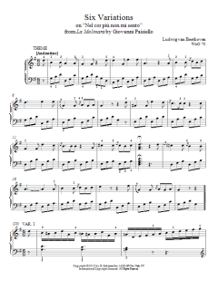Six Variations On "Nel Cor Piu Non Mi Sento" von Ludwig van Beethoven (Download) 
