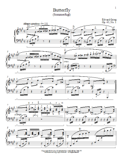 Butterfly (Sommerfugl), Op. 43, No. 1 von Edvard Grieg (Download) 