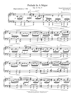 Prelude In A Major, Op. 32, No. 9 von Sergei Rachmaninoff (Download) 