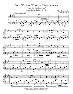Song Without Words In F-Sharp Minor "Venetian Gondola Song," Op. 30, No. 6 von Felix Mendelssohn (Download) 