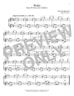 Waltz, Op. 27, No. 1 von Dmitri Kabalevsky (Download) 