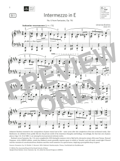Intermezzo in E (Grade 8, list B1, from the ABRSM Piano Syllabus 2021 & 2022) (Download) 