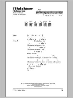 If I Had A Hammer (The Hammer Song) von Peter, Paul & Mary (Download) 