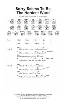 Sorry Seems To Be The Hardest Word von Elton John (Download) 