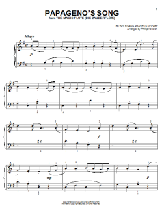 Papageno's Song von Wolfgang Amadeus Mozart (Download) 