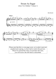 Sweet As Sugar von Béla Bartók (Download) 