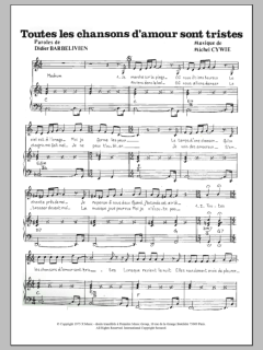 Toutes Les Chansons D'amour Sont Tristes von Didier Barbelivien (Download) 