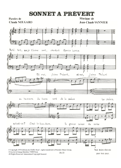 Sonnet A Prevert von Claude Nougaro (Download) 