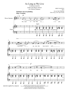 As Long As We Live (mezzo-soprano and piano) von Missy Mazzoli (Download) 