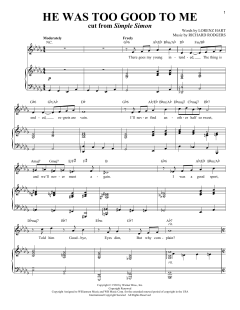 He Was Too Good To Me von Richard Rodgers (Download) 